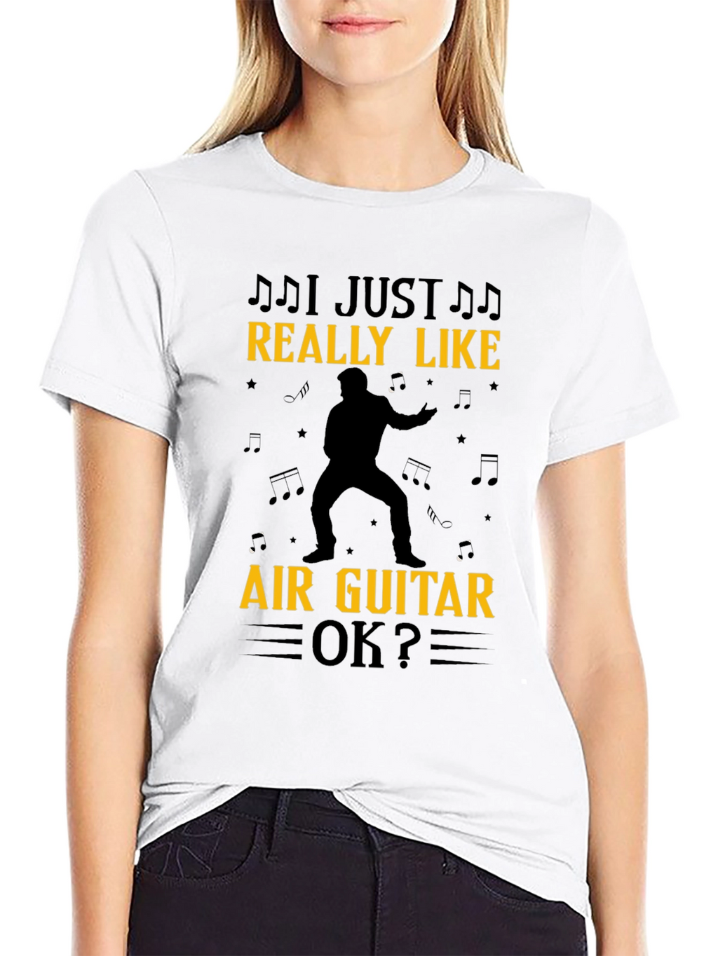 I Just Really Like Air Guitar OK? Black T-Shirt