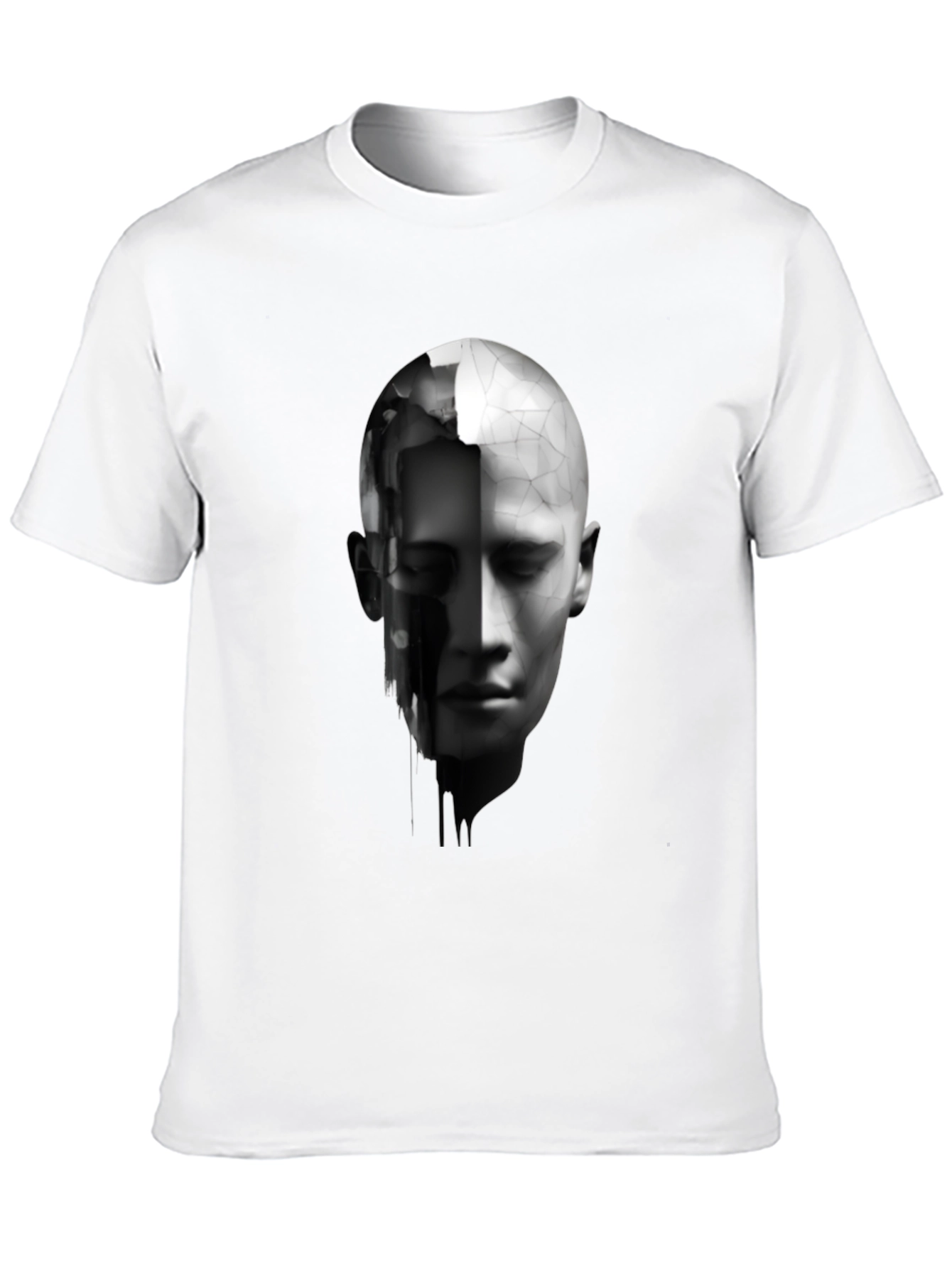 Abstract Human Face Graphic Print Black T-Shirt