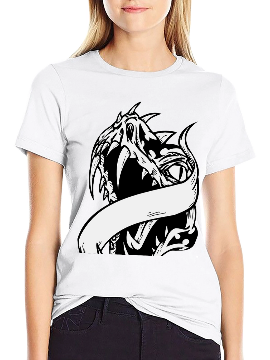Edgy Dragon Graphic Print Tee