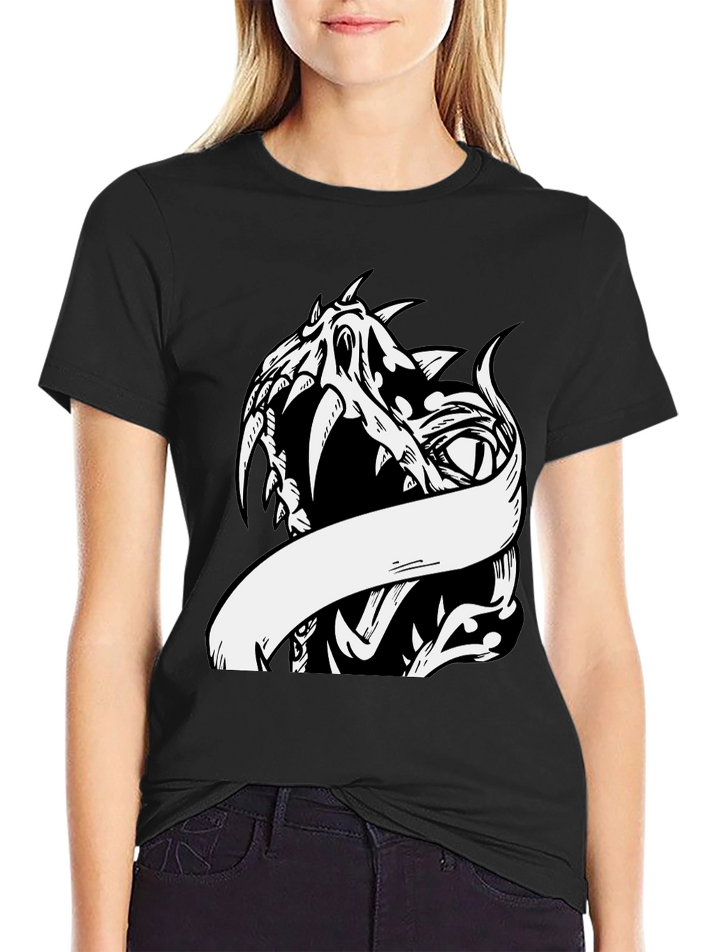 Edgy Dragon Graphic Print Tee