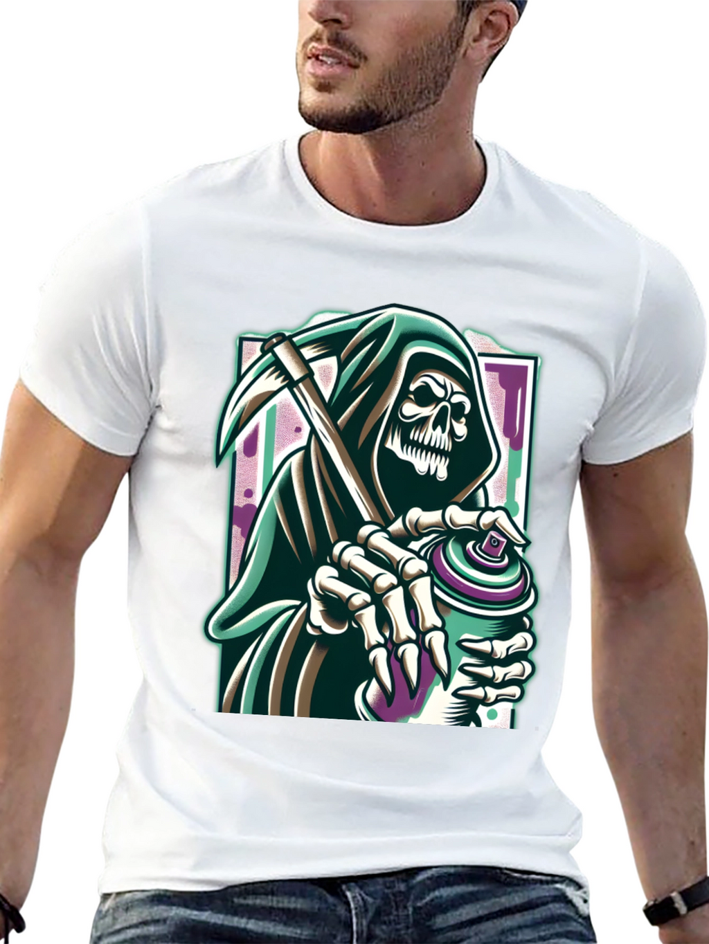 Grim Reaper Graffiti Artist Graphic Tee - Black