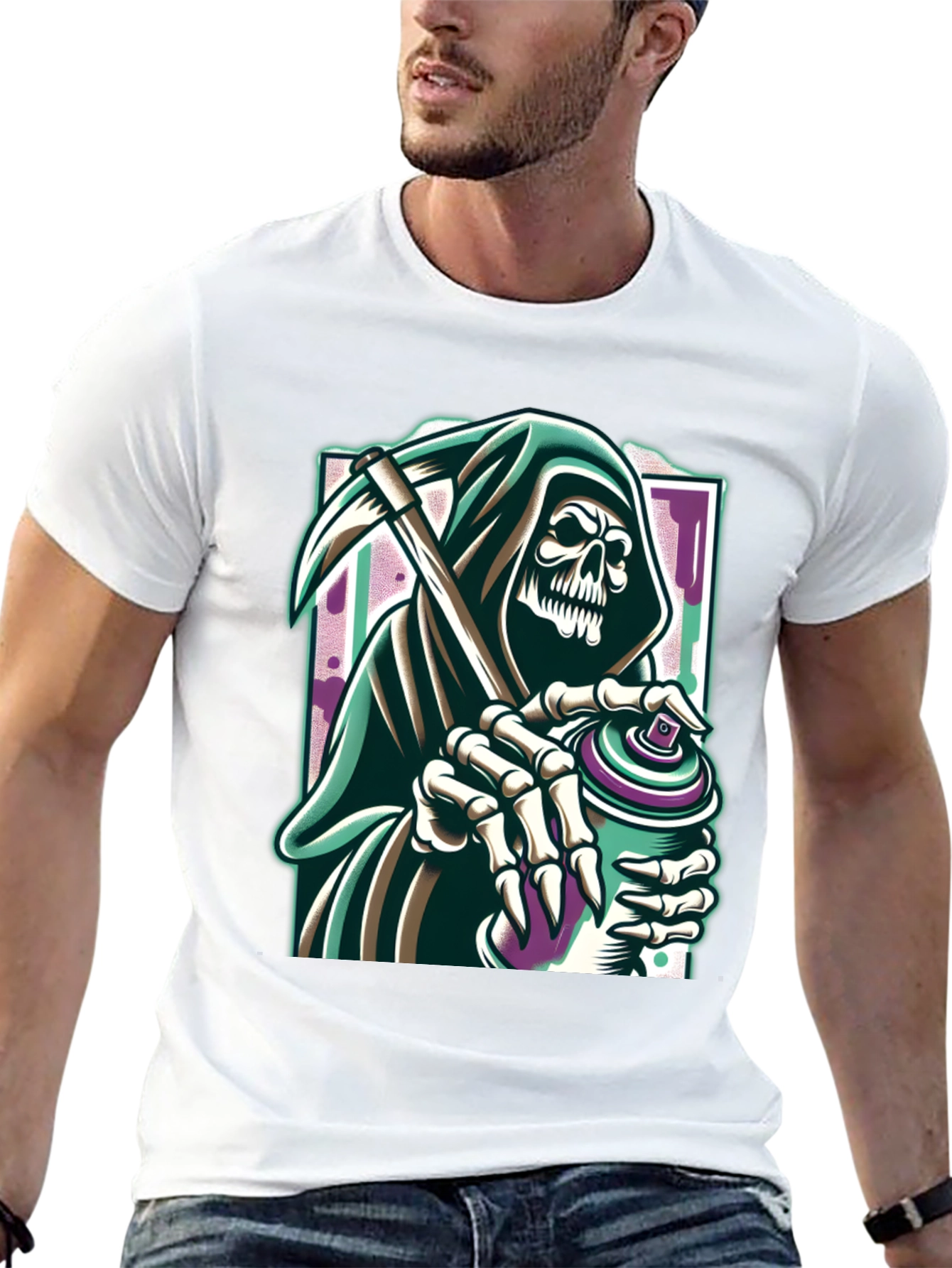 Grim Reaper Graffiti Artist Graphic Tee - Black