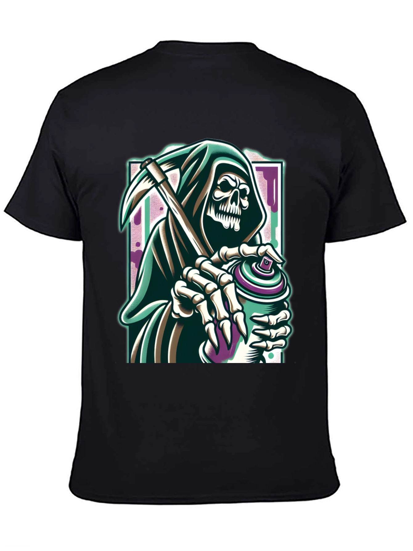 Grim Reaper Graffiti Artist Graphic Tee - Black