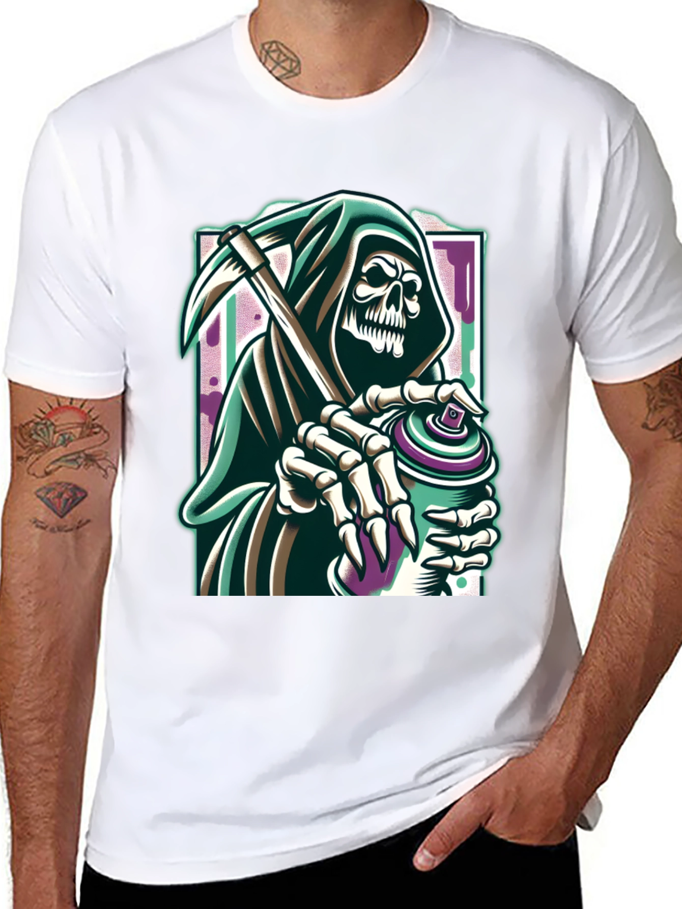 Grim Reaper Graffiti Artist Graphic Tee - Black
