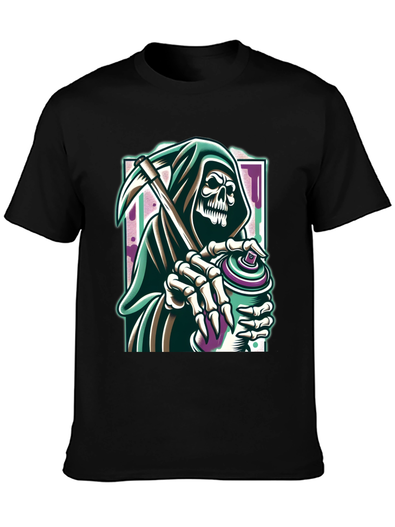 Grim Reaper Graffiti Artist Graphic Tee - Black