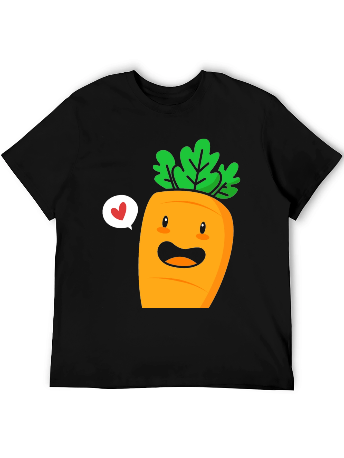 Cute Carrot Cartoon Graphic Tee - Unisex Black T-Shirt
