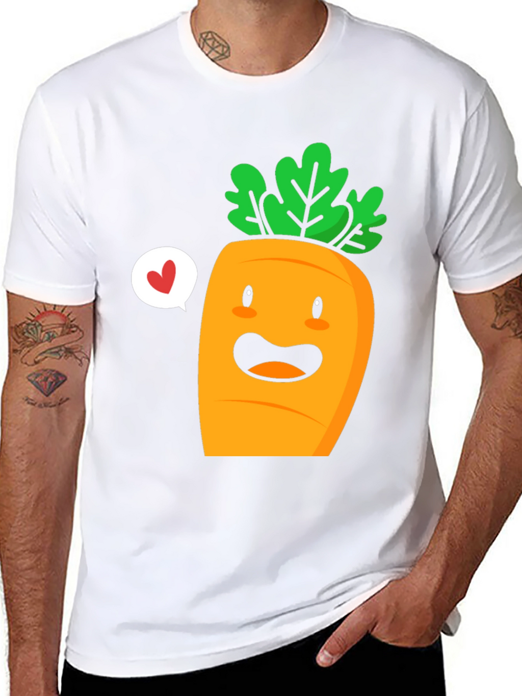 Cute Carrot Cartoon Graphic Tee - Unisex Black T-Shirt