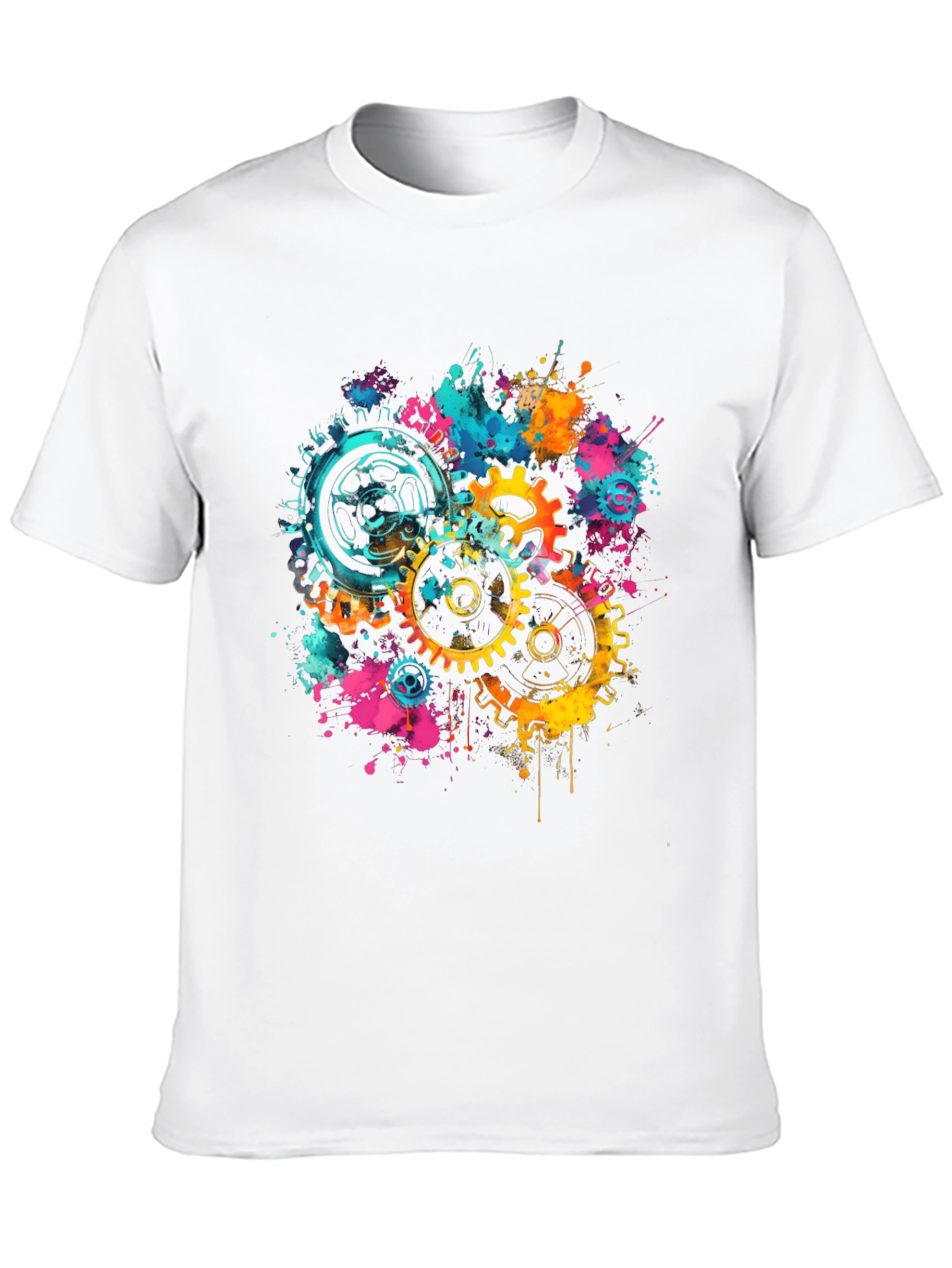 Gear Splash Black T-Shirt - Modern Artistic Design