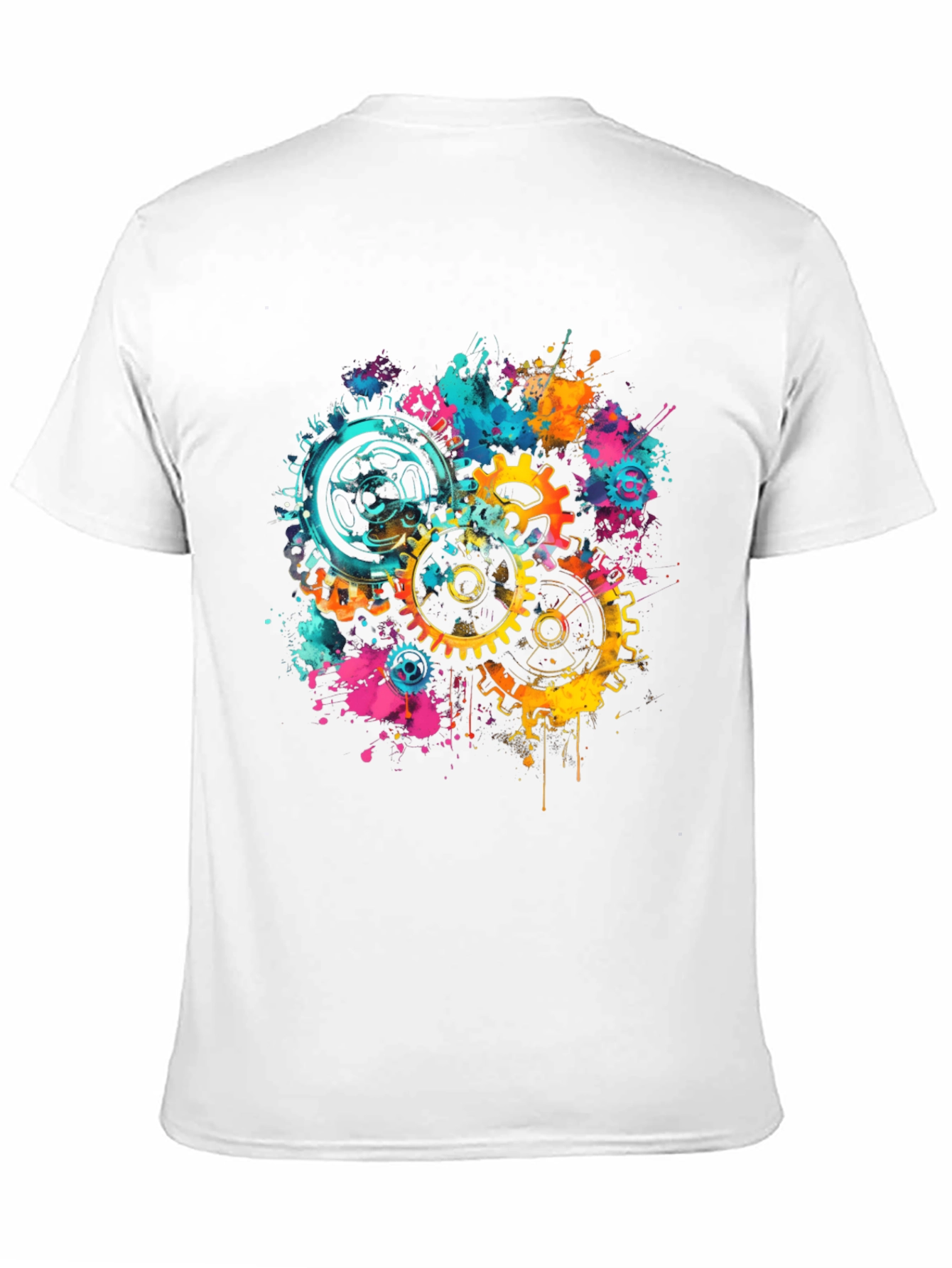Gear Splash Black T-Shirt - Modern Artistic Design