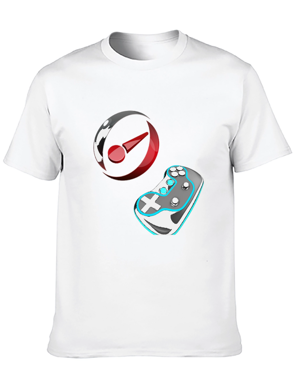 Gaming T-Shirt: Controller & Circular Logo Design