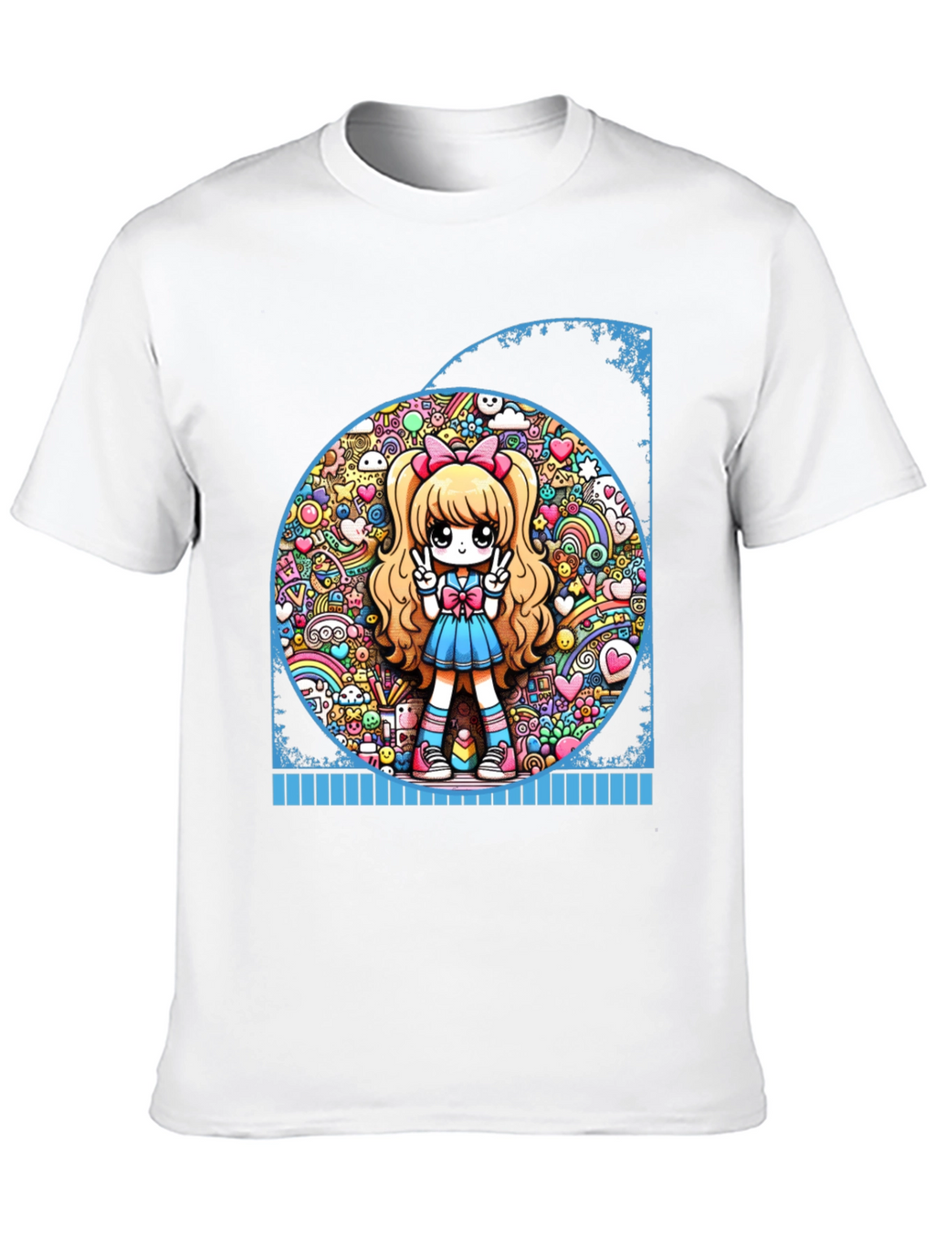 Anime Girl Graphic Tee - Kawaii Style Black T-Shirt