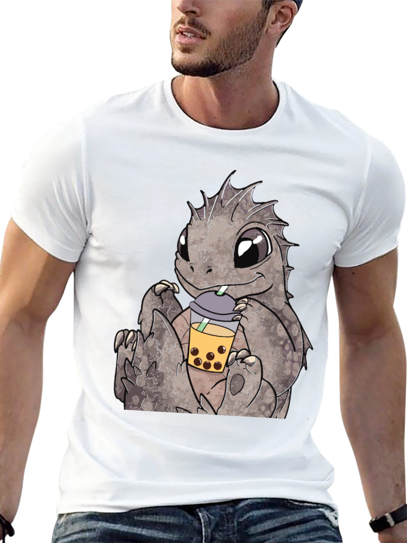 Cute Dinosaur Bubble Tea Graphic Tee
