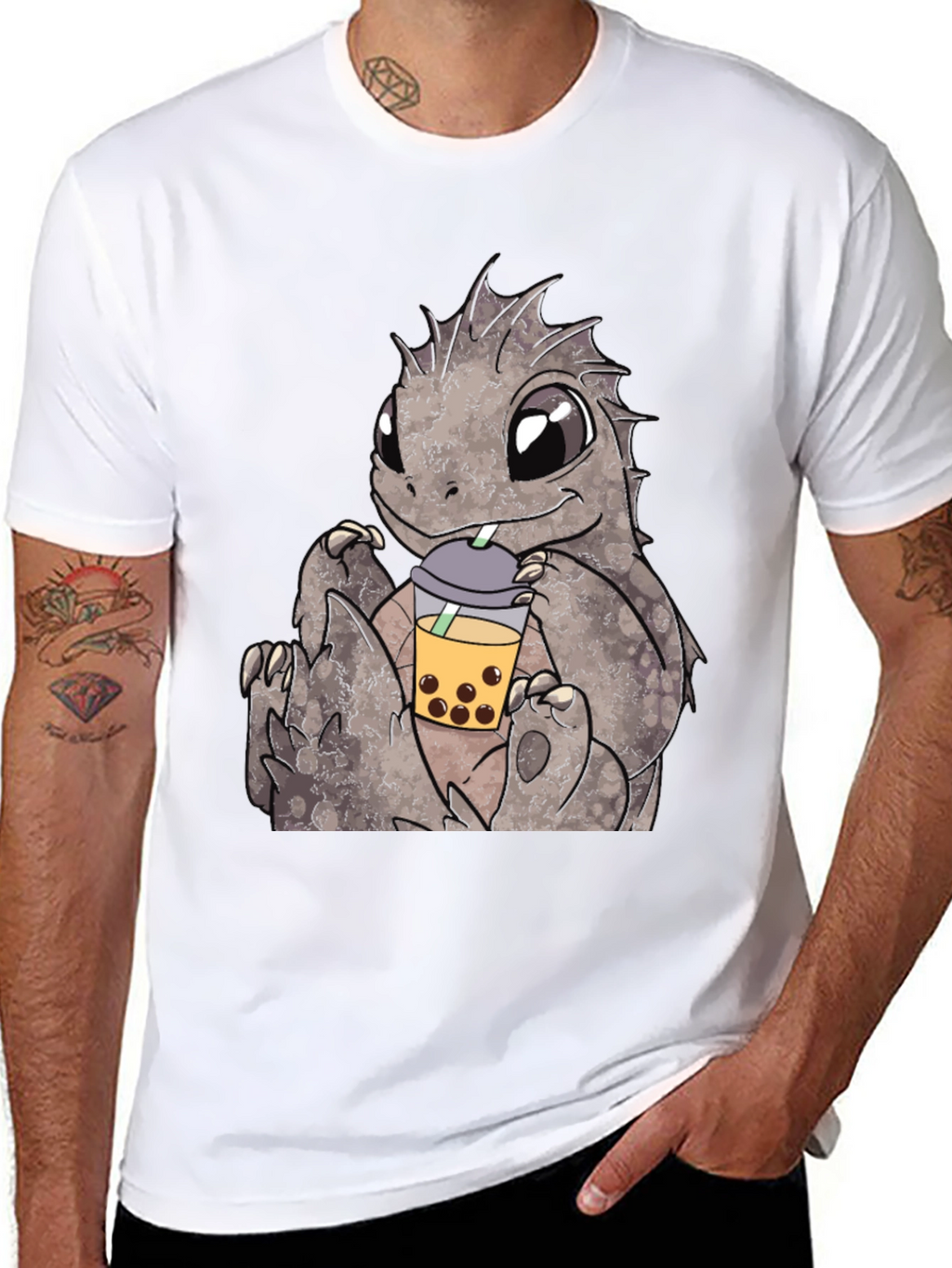 Cute Dinosaur Bubble Tea Graphic Tee