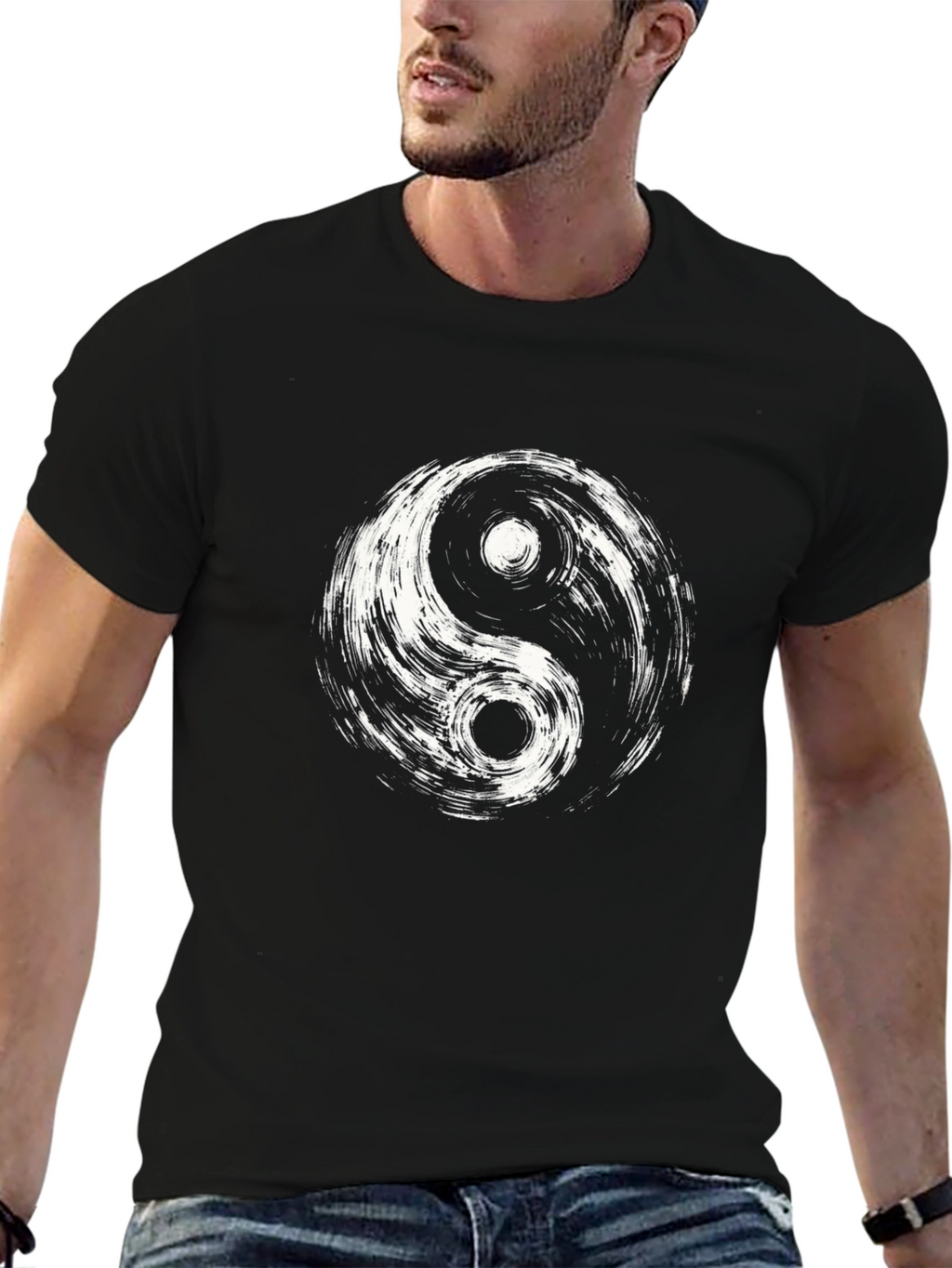Yin Yang Graphic Tee - Black Cotton Blend