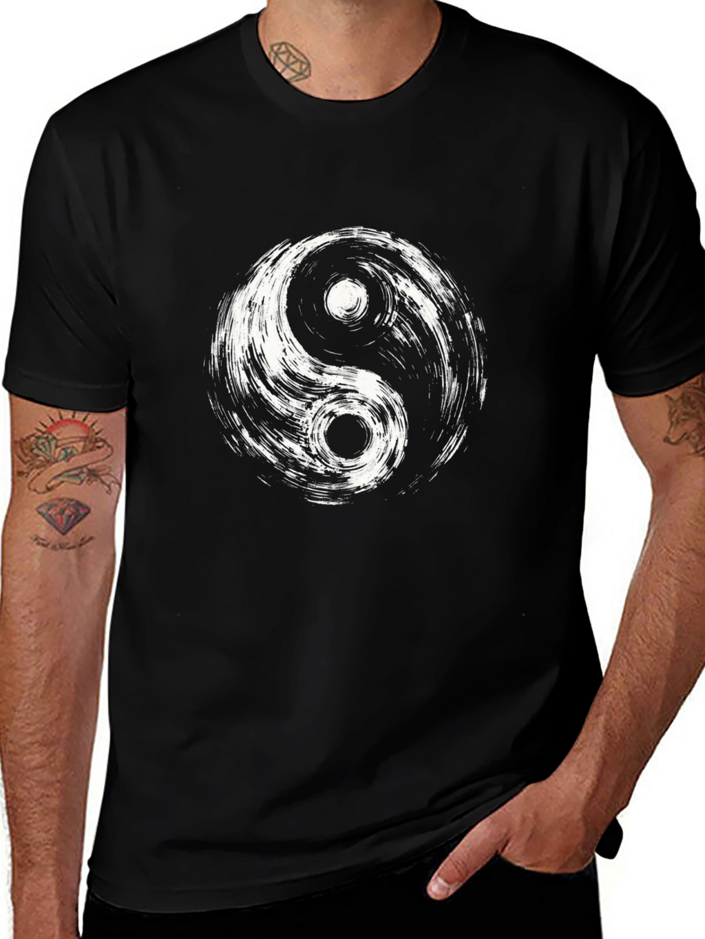 Yin Yang Graphic Tee - Black Cotton Blend