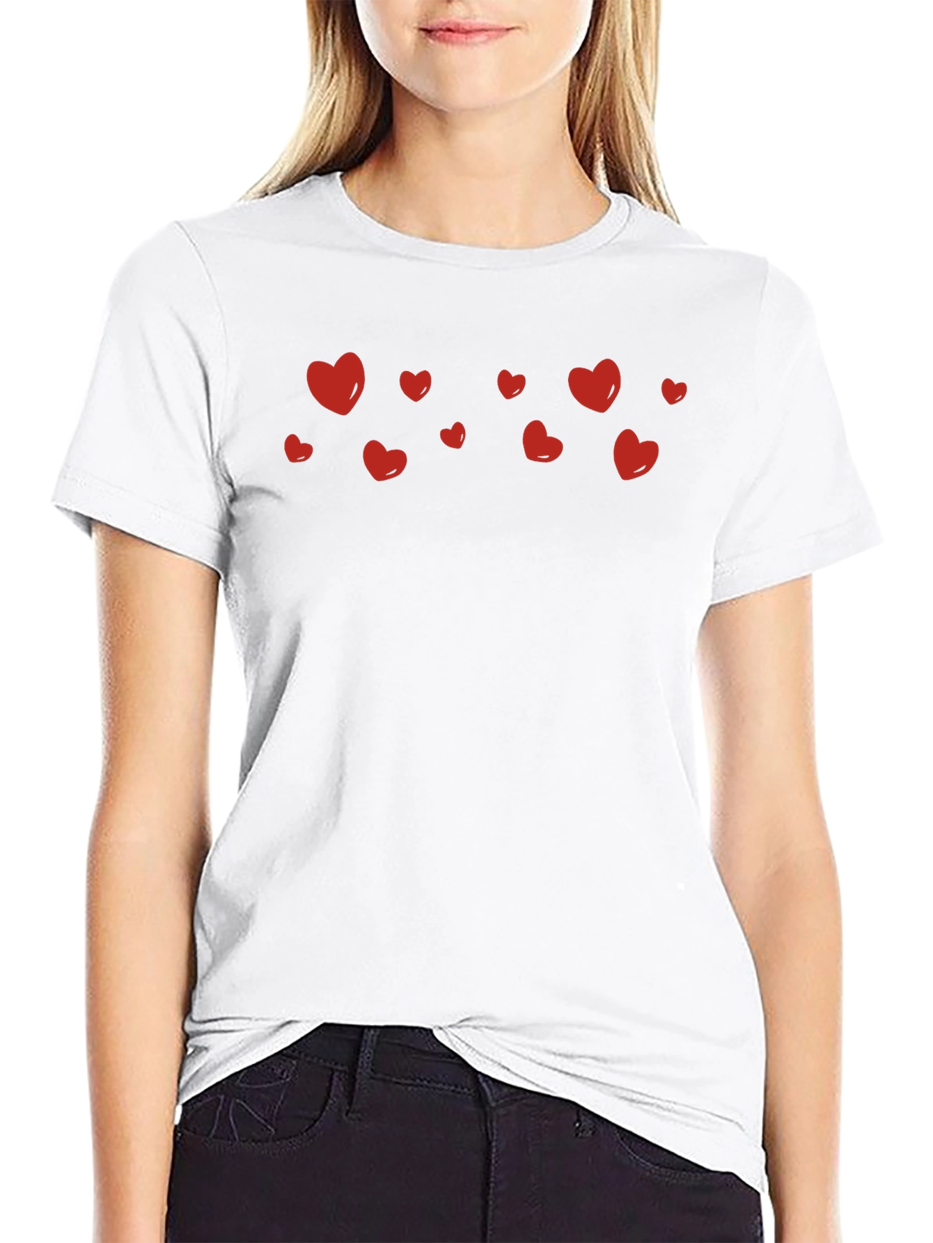 Heart Print Crew Neck T-Shirt