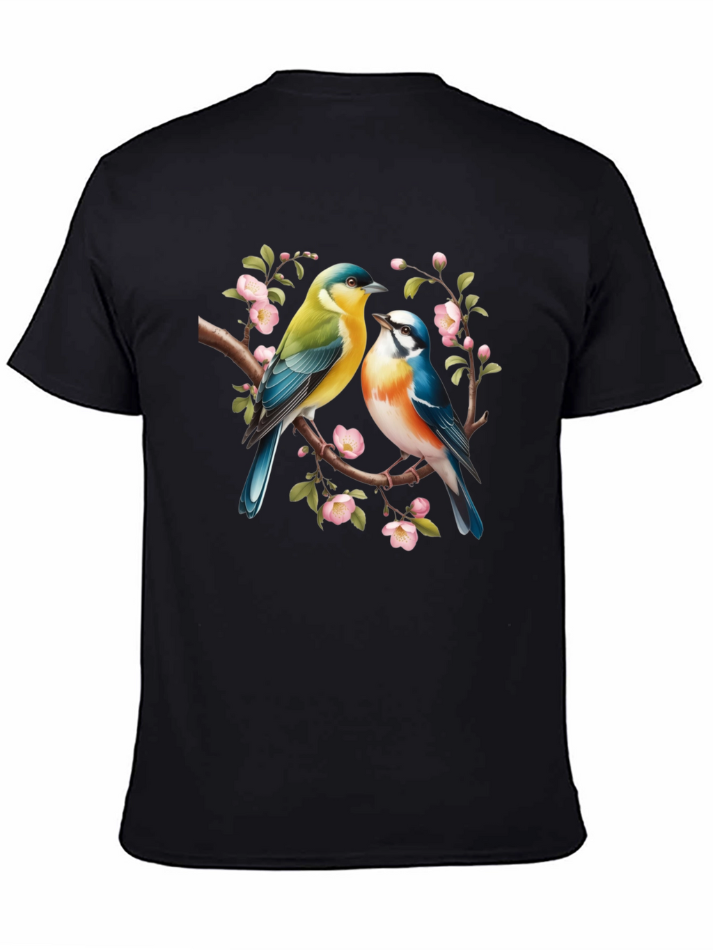 Birds On Branch Graphic T-Shirt - Black