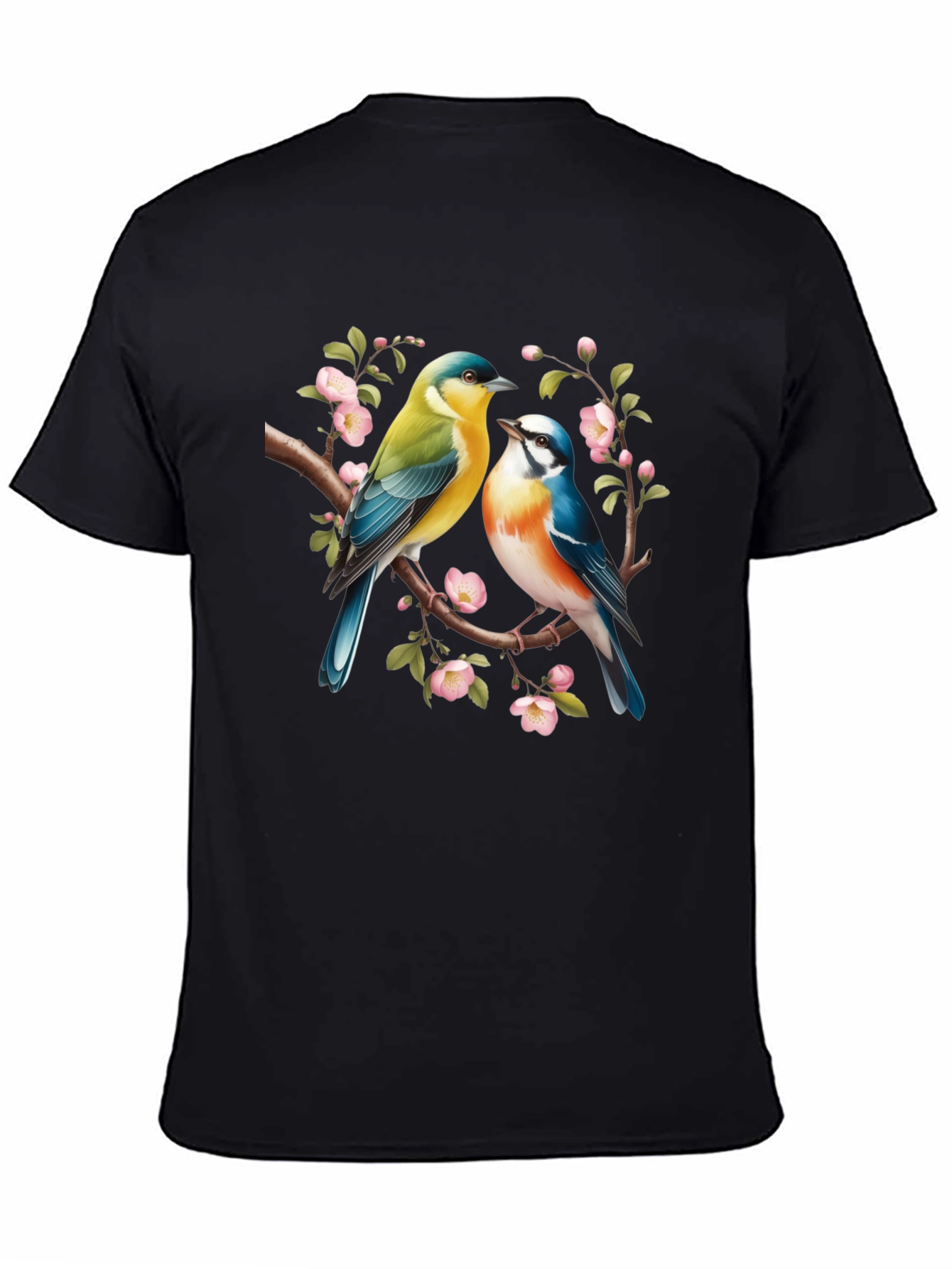 Birds On Branch Graphic T-Shirt - Black
