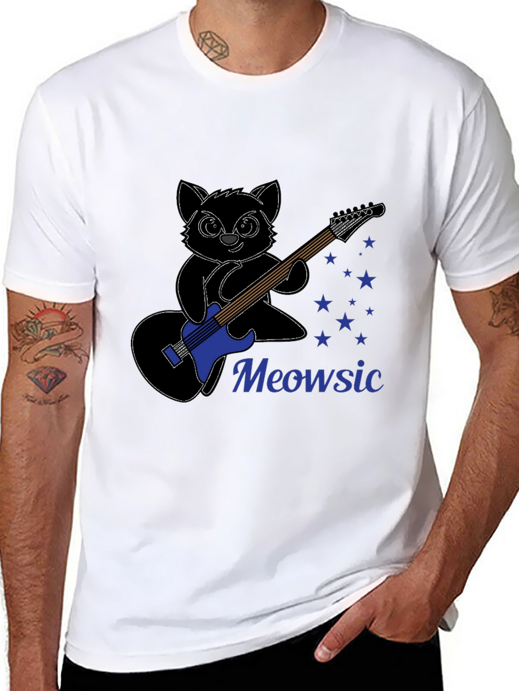 Meowsic T-Shirt: Cat Playing Guitar