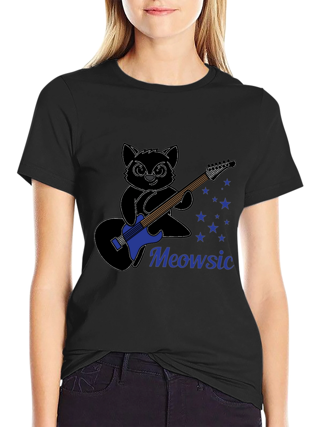 Meowsic T-Shirt: Cat Playing Guitar