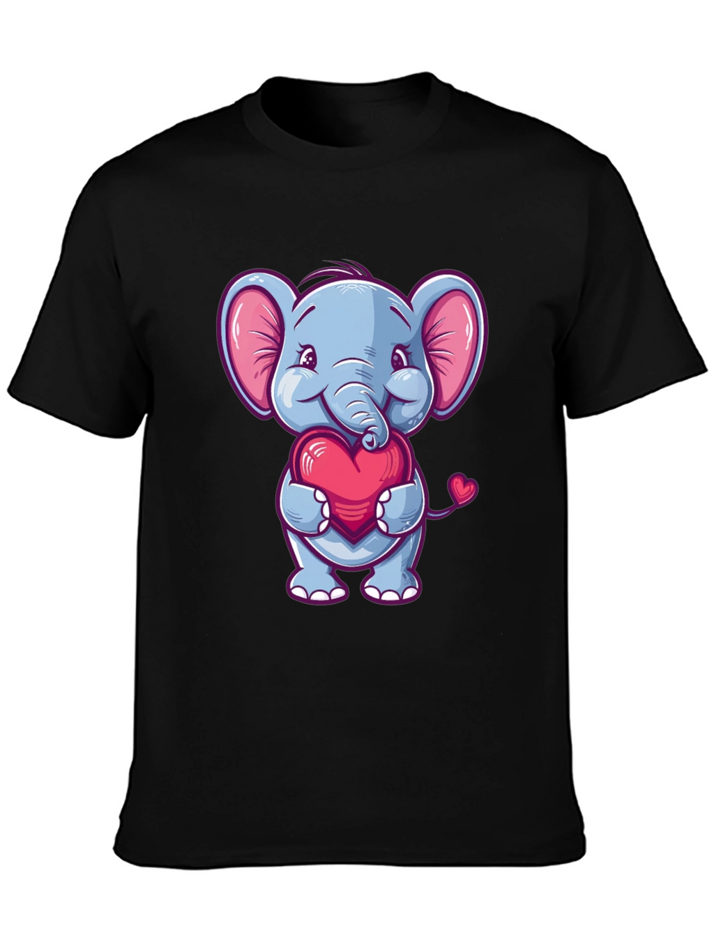 Elephant Love Heart T-Shirt Cute Animal Tee