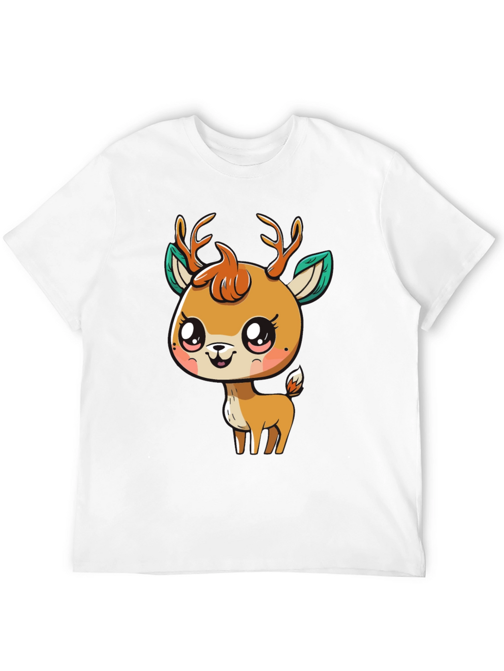Cute Deer Graphic Tee - Black Cotton Blend