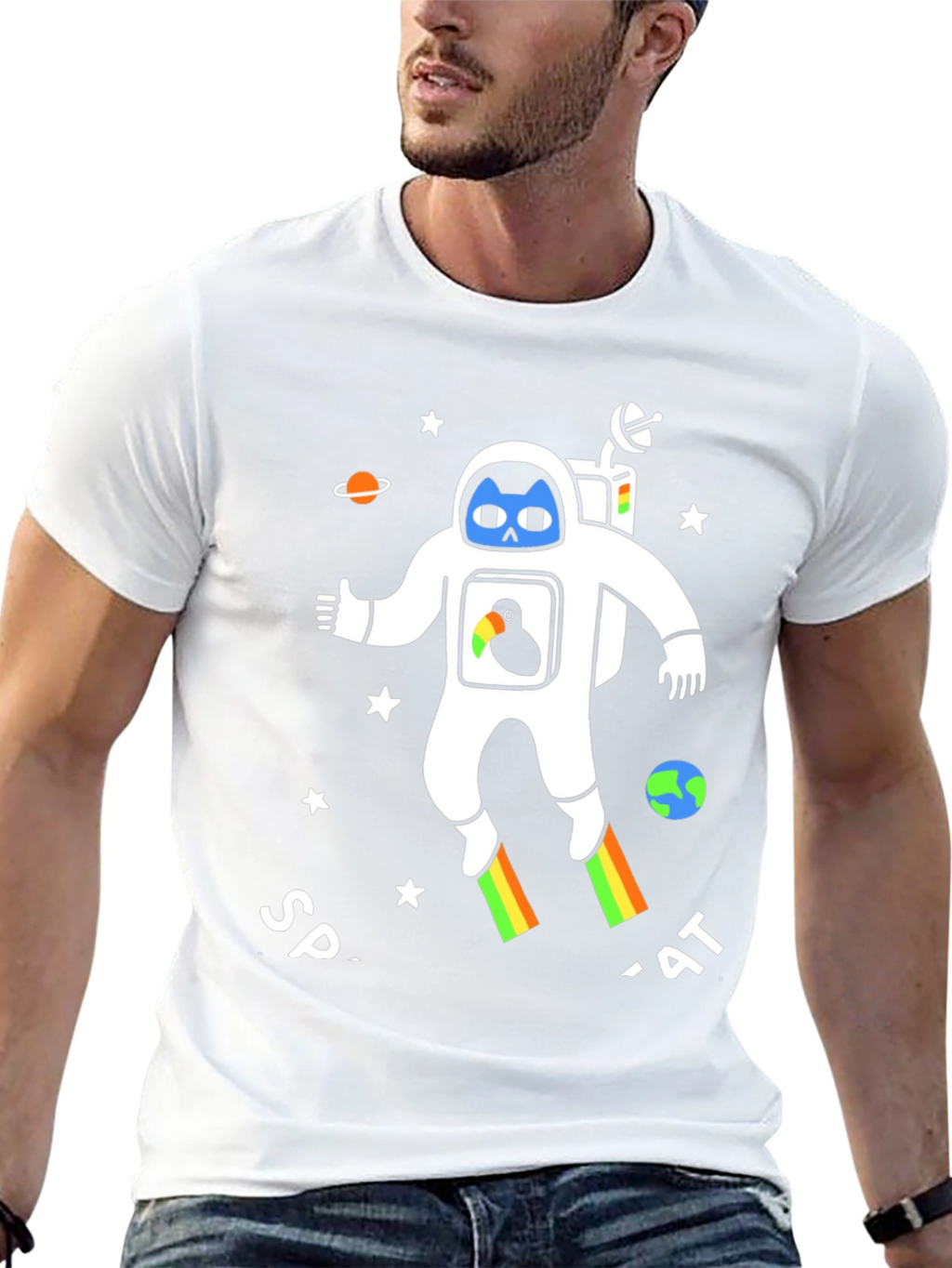 Astronaut Cat Graphic T-Shirt