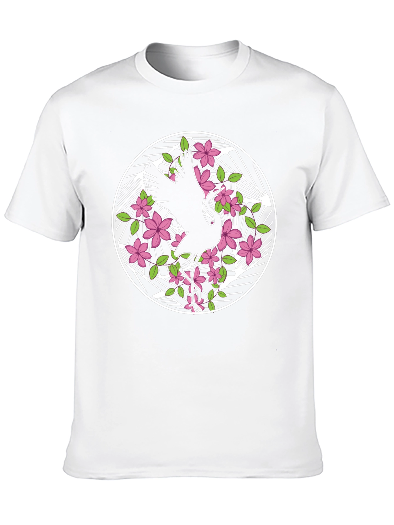 Crane and Blossom Graphic T-Shirt