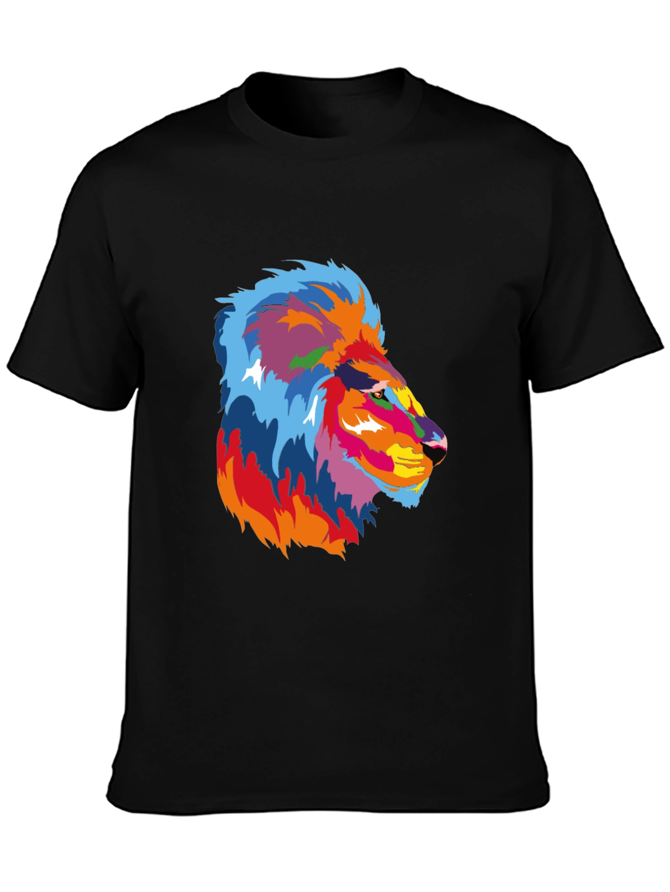 Vibrant Lion Graphic Black T-Shirt