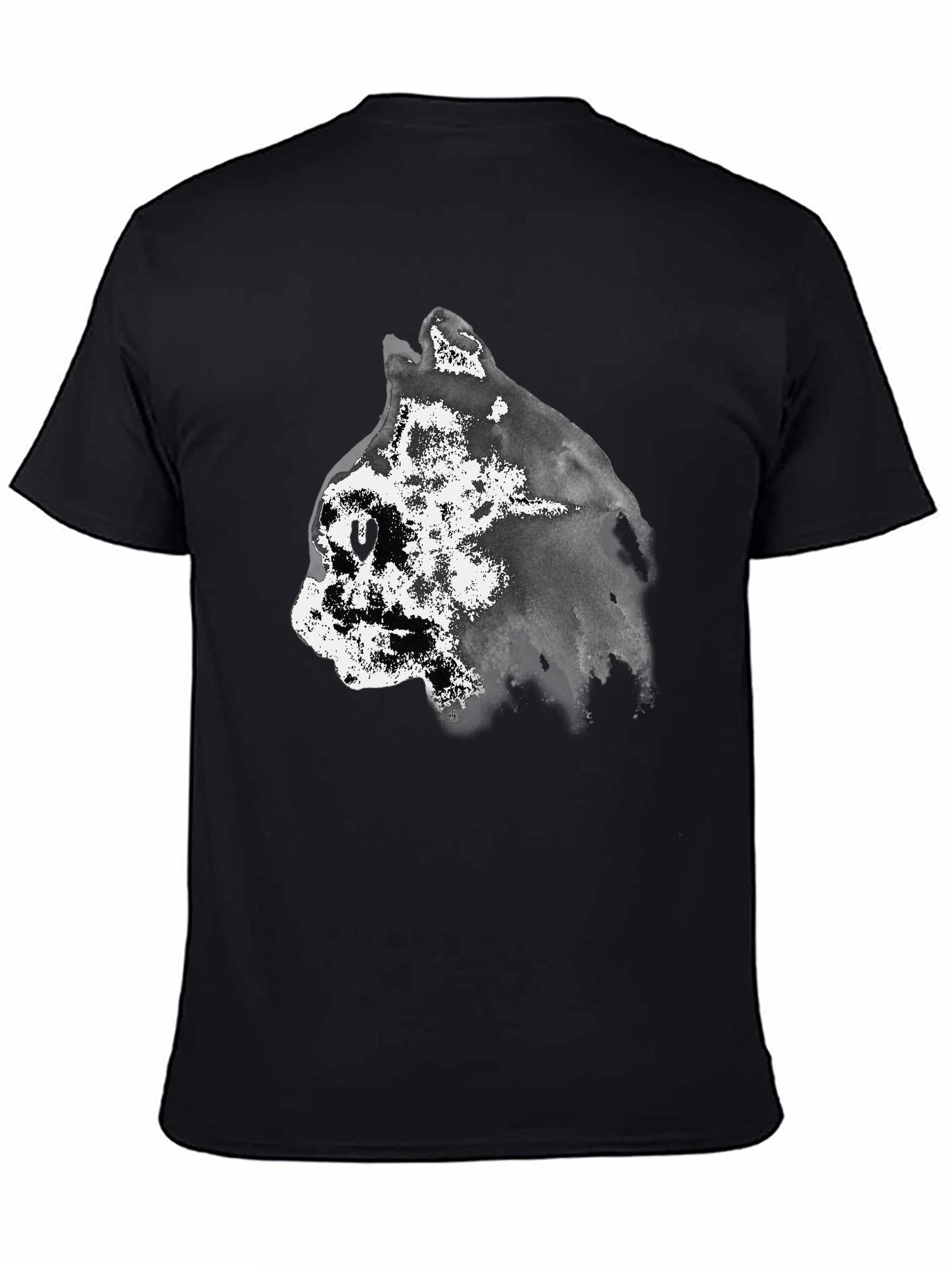 Abstract Cat Graphic Black T-Shirt