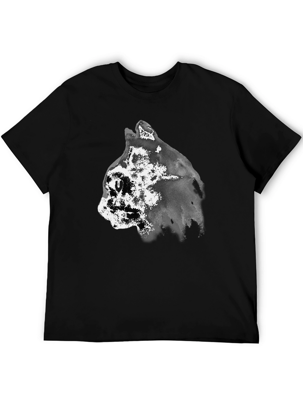 Abstract Cat Graphic Black T-Shirt