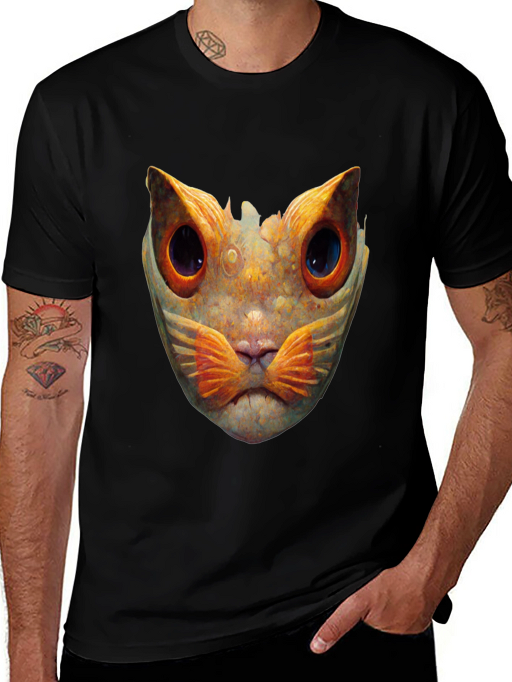 Abstract Cat Graphic T-Shirt