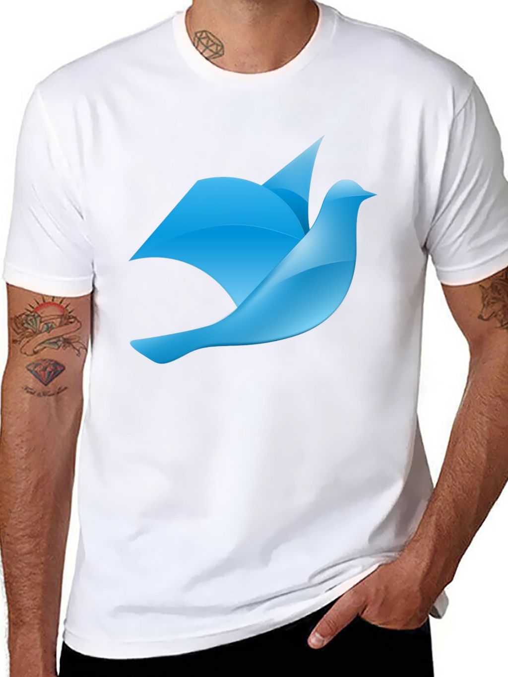 Blue Bird Graphic Black T-Shirt