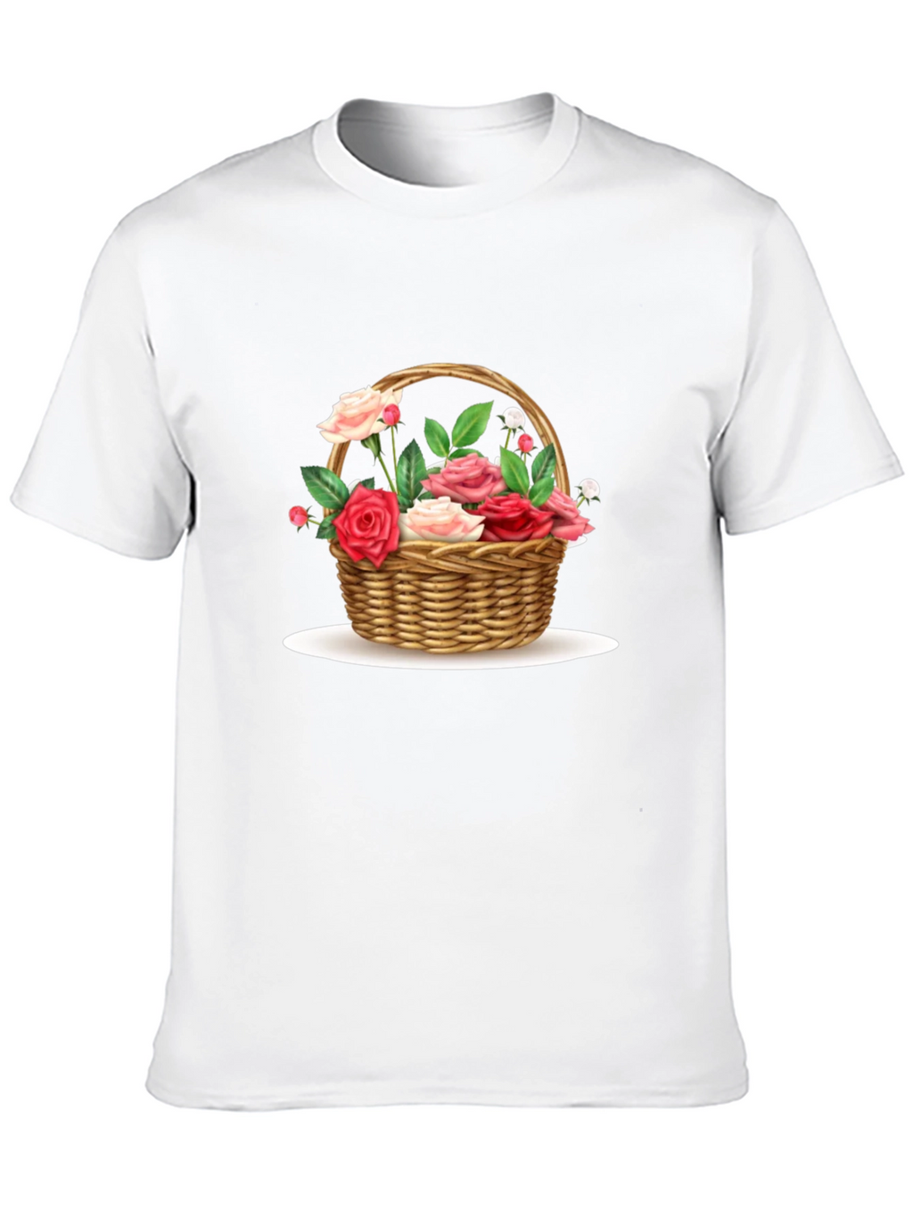 Floral Basket Graphic Tee - Black Casual T-Shirt