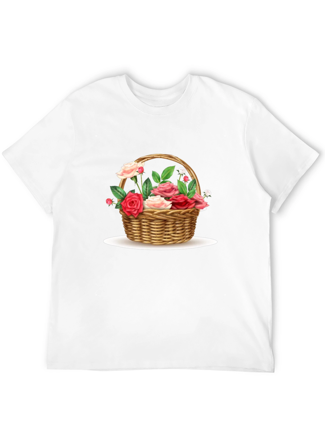 Floral Basket Graphic Tee - Black Casual T-Shirt