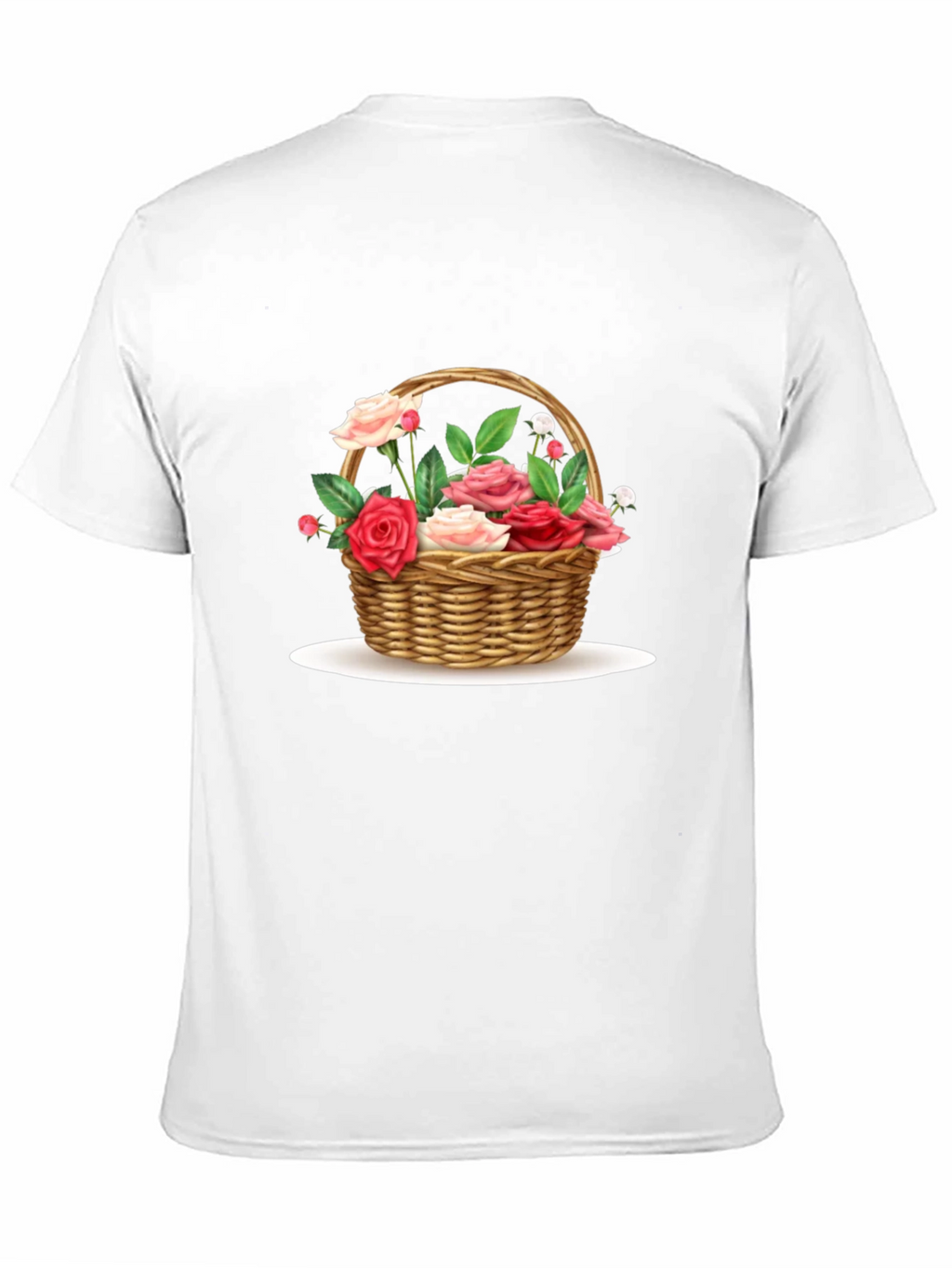 Floral Basket Graphic Tee - Black Casual T-Shirt