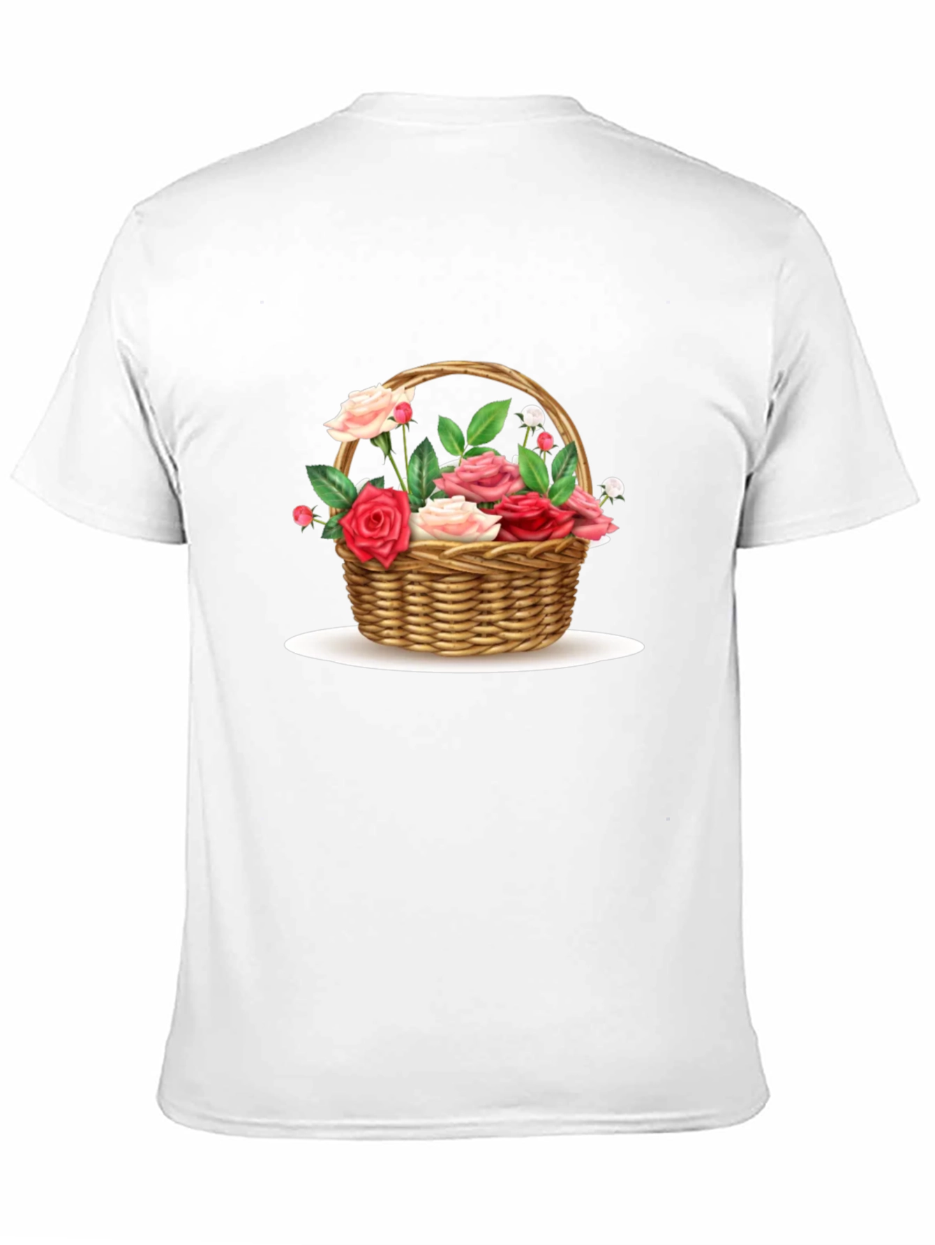 Floral Basket Graphic Tee - Black Casual T-Shirt