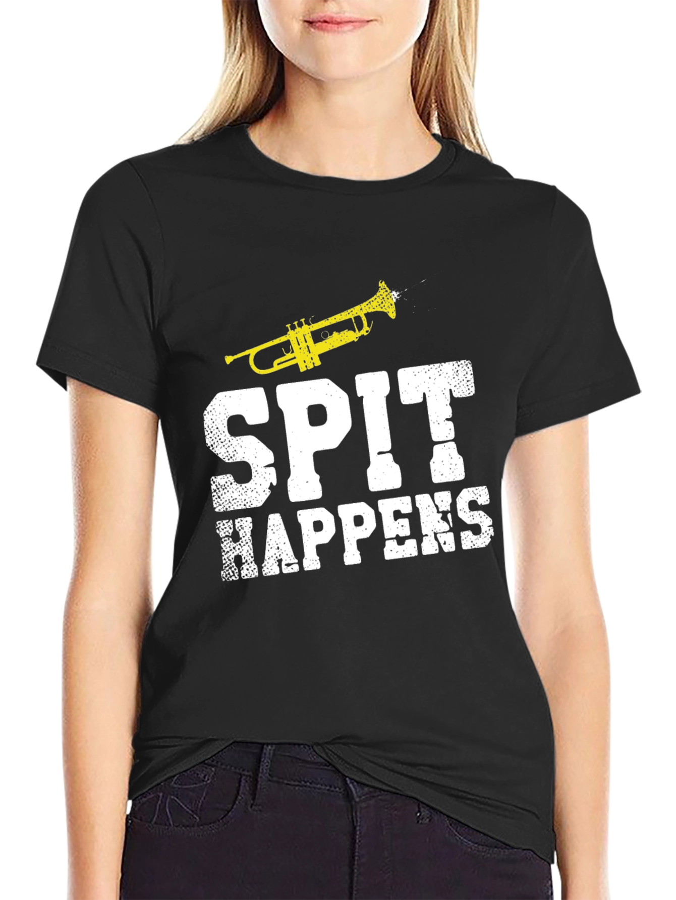 Spit Happens Trumpet Graphic T-Shirt