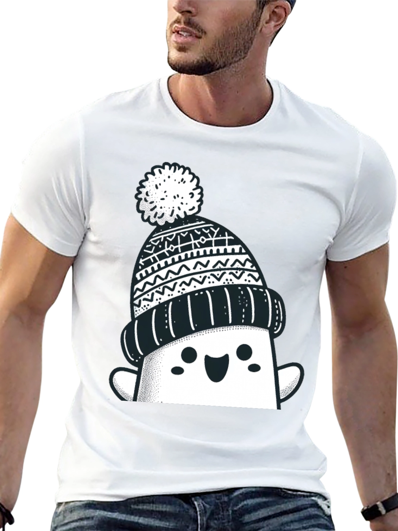 Festive Graphic Tee - Winter Hat Design