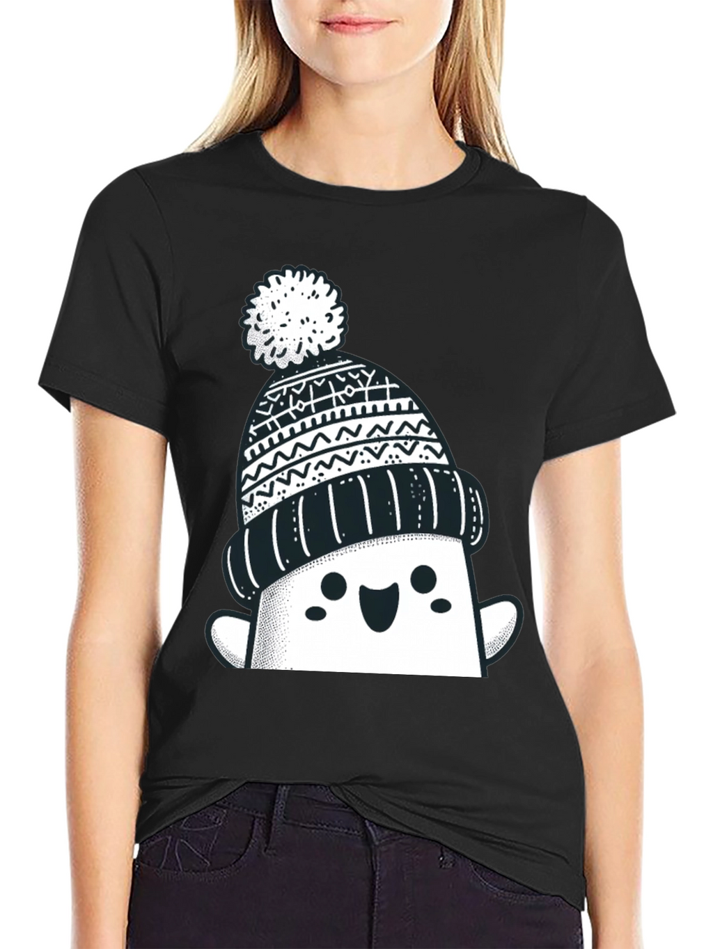 Festive Graphic Tee - Winter Hat Design