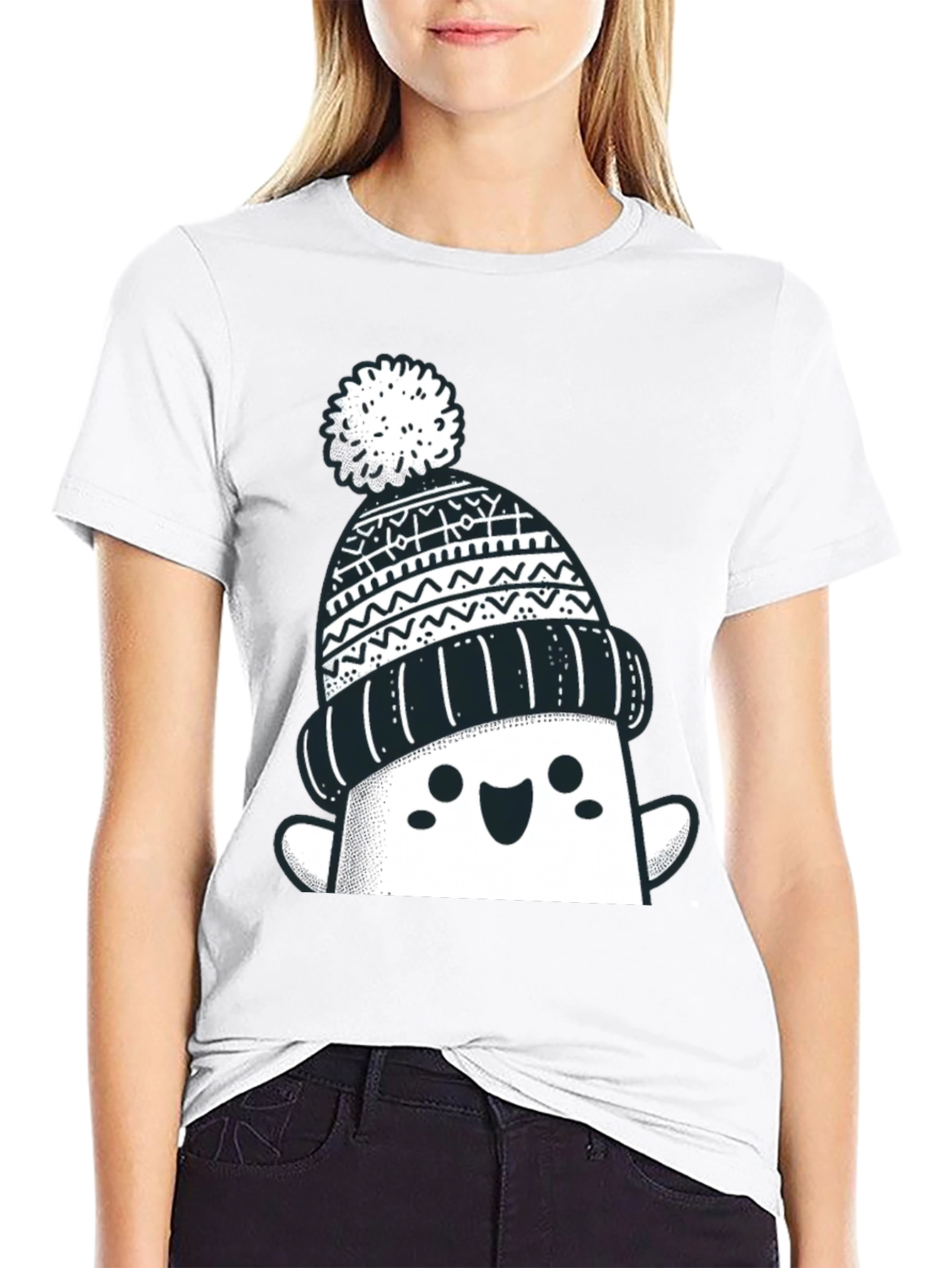 Festive Graphic Tee - Winter Hat Design