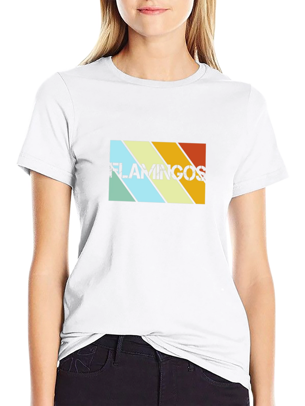 Retro Flamingos Graphic Tee - Black Cotton T-Shirt