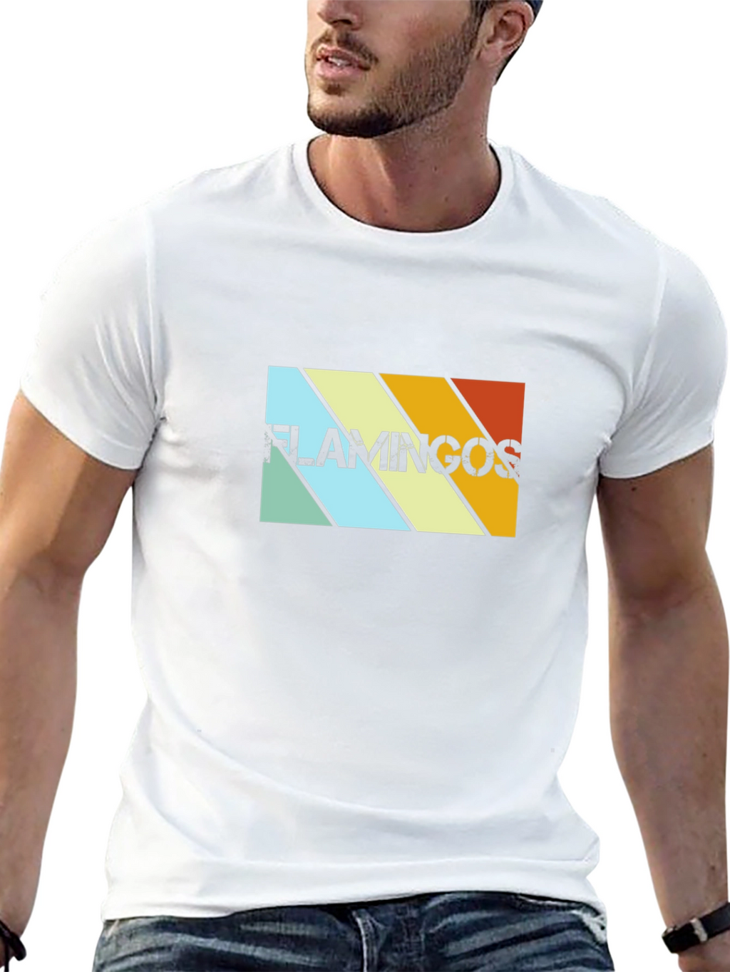 Retro Flamingos Graphic Tee - Black Cotton T-Shirt