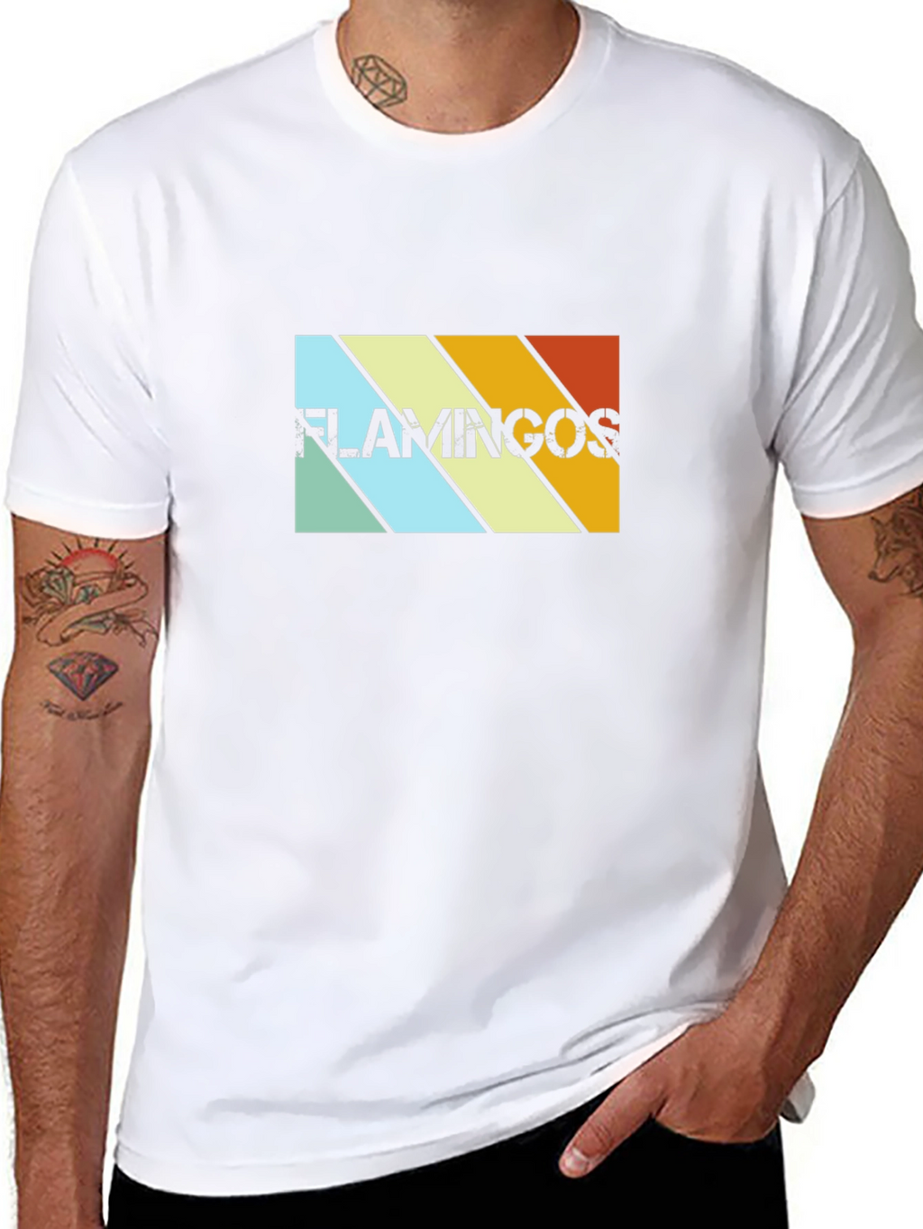 Retro Flamingos Graphic Tee - Black Cotton T-Shirt