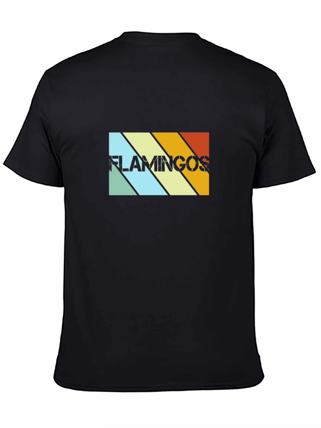 Retro Flamingos Graphic Tee - Black Cotton T-Shirt