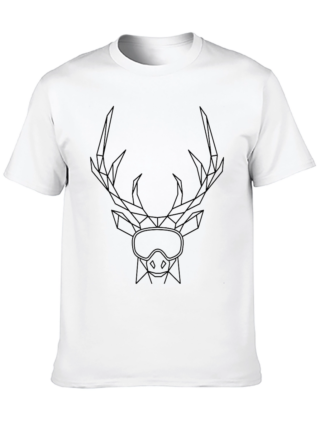 Geometric Skiing Deer Graphic Tee - Black