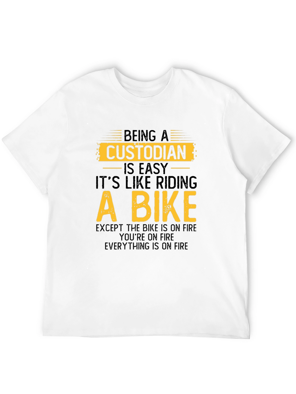 Custodian Bike on Fire Black T-Shirt