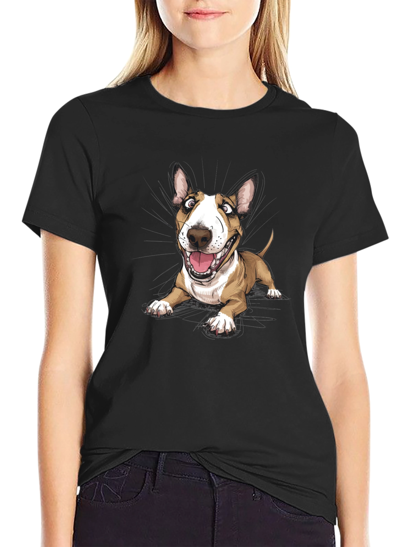 Cartoon Bull Terrier Graphic Tee