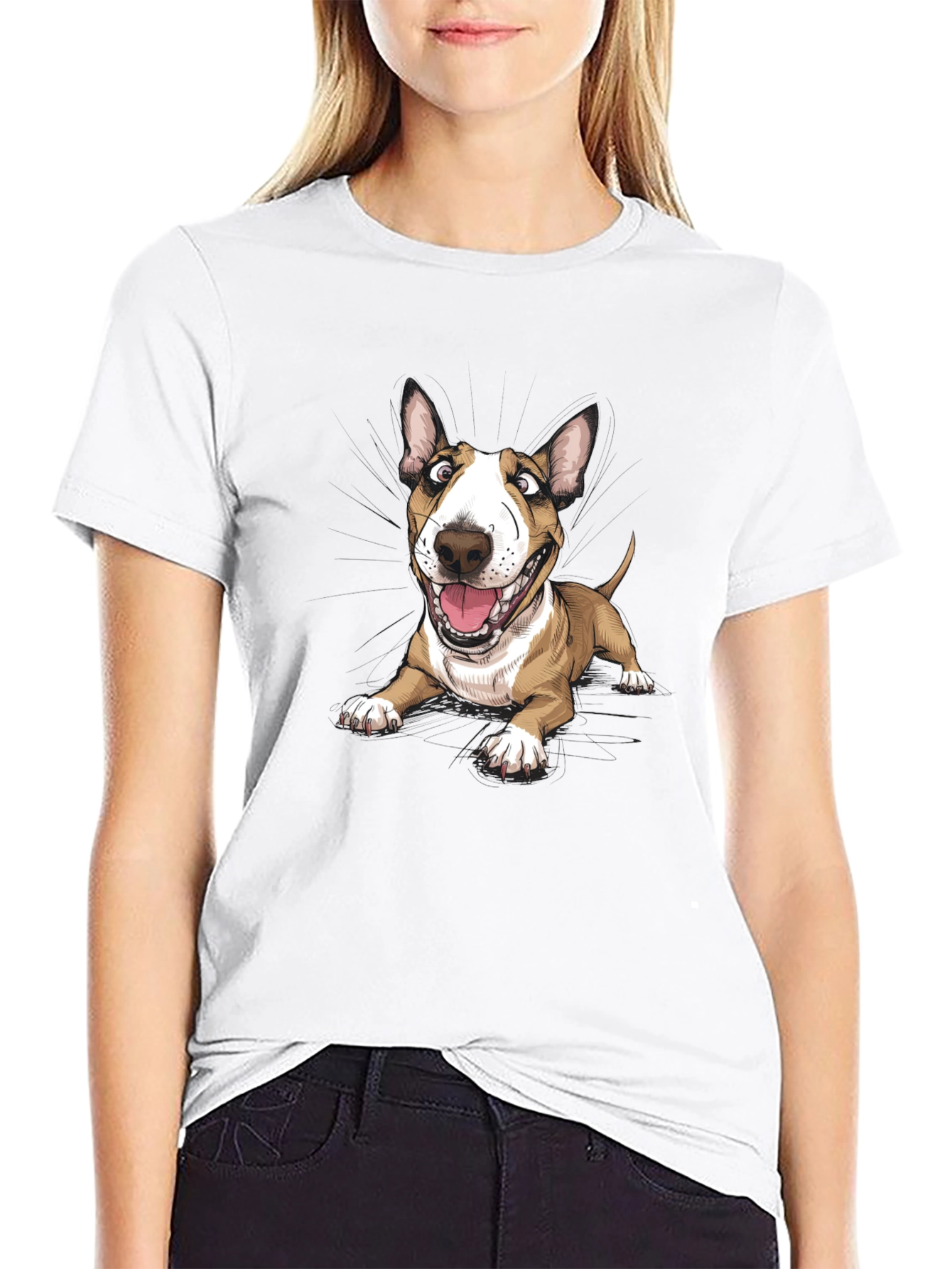 Cartoon Bull Terrier Graphic Tee