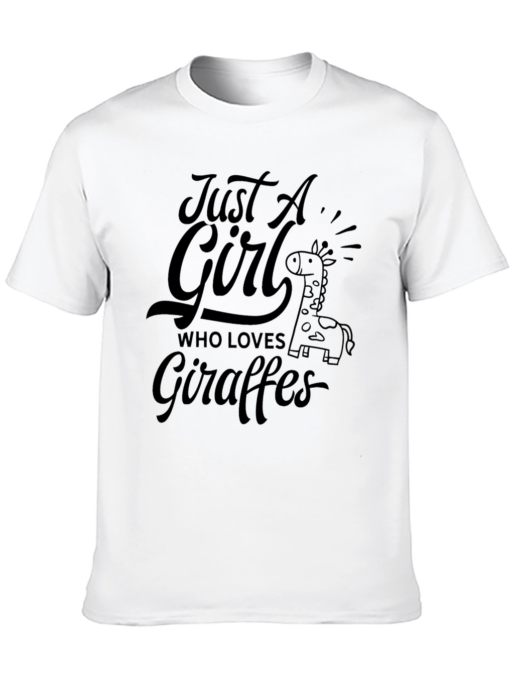 Just A Girl Who Loves Giraffes Black T-Shirt